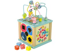 Lean-toys Drevené vzdelávacie kocky Sorter Labyrinth Game Clock Chinoiserie