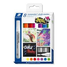 Staedtler Kriedový popisovač "Lumocolor 344", sada, 8 farieb, 2,4 mm, kužeľový hrot, 344 C8