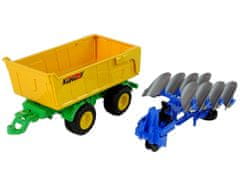 Lean-toys Traktor Set Poľnohospodárske stroje Semi-trailer Svetlá Zvuk 6 Elem