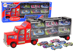 Lean-toys Súprava pretekárskych áut Transport Truck 12ks.