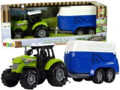 Lean-toys Traktor s prívesom na kone Zvuková zelená farma