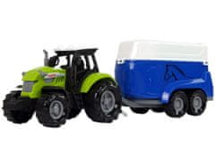 Lean-toys Traktor s prívesom na kone Zvuková zelená farma