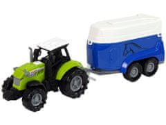 Lean-toys Traktor s prívesom na kone Zvuková zelená farma