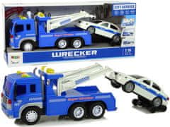 Lean-toys Modrý asistenčný kamión Policajné auto Zvuky Svetlá 1:16