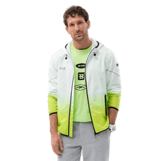 OMBRE Pánska športová bunda s ombre efektom biela a limetkovo zelená V1 OM-JANP-0104 MDN121750 L