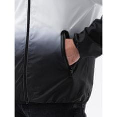 OMBRE Pánska športová bunda s ombre efektom bielo-čierna V4 OM-JANP-0104 MDN121749 S