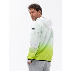 OMBRE Pánska športová bunda s ombre efektom biela a limetkovo zelená V1 OM-JANP-0104 MDN121750 L