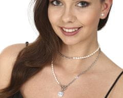JwL Luxury Pearls Štýlový oceľový náhrdelník s pravými riečnymi perlami JL0799
