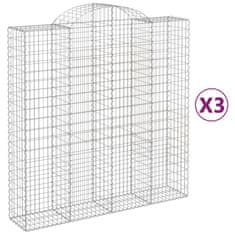 Vidaxl Oblúkový gabionový kôš 3 ks 200x50x200/220cm pozinkované železo