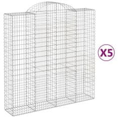 Vidaxl Oblúkový gabionový kôš 5 ks 200x50x200/220cm pozinkované železo