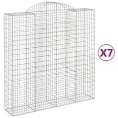 Vidaxl Oblúkový gabionový kôš 7 ks 200x50x200/220cm pozinkované železo