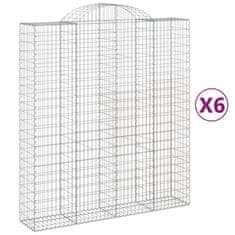 Vidaxl Oblúkový gabionový kôš 6 ks 200x50x220/240cm pozinkované železo