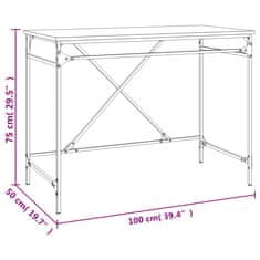 Vidaxl Stôl hnedý dub 100x50x75 cm spracované drevo a železo