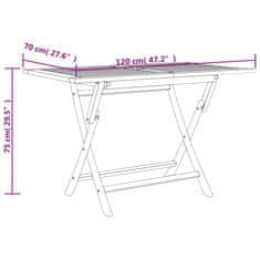 Petromila vidaXL Skladací záhradný stôl sivý 120x70x75 cm tíkový masív