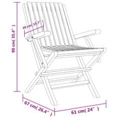 Vidaxl Skladacie záhradné stoličky 4 ks 61x67x90 cm tíkový masív