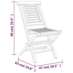 Vidaxl Skladacie záhradné stoličky 6 ks 47x63x90 tíkový masív