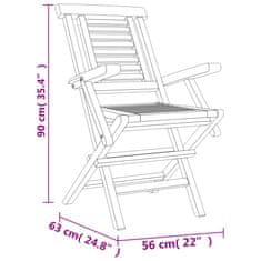 Petromila vidaXL Skladacie záhradné stoličky 4 ks 56x63x90 cm tíkový masív