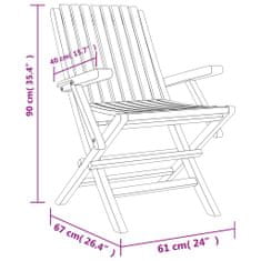 Petromila vidaXL Skladacie záhradné stoličky 8 ks 61x67x90 cm tíkový masív