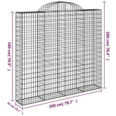 Petromila vidaXL Oblúkové gabiónové koše 3ks 200x50x180/200cm pozinkované železo