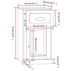 Vidaxl Bočná skrinka zásuvka betónovosivá 40x50x75 cm kompozitné drevo