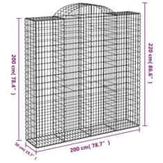 Petromila vidaXL Oblúkové gabiónové koše 9ks 200x50x200/220cm pozinkované železo