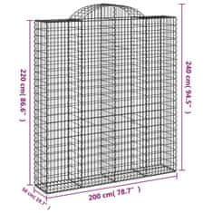 Vidaxl Oblúkový gabionový kôš 2 ks 200x50x220/240cm pozinkované železo