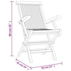 Vidaxl Skladacie záhradné stoličky 8 ks sivé 56x61x89 cm tíkový masív