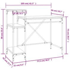 Vidaxl Stôl s policami údený dub 105x50x90cm spracované drevo a železo