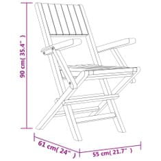 Vidaxl Skladacie záhradné stoličky 8 ks 55x61x90 cm tíkový masív