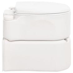 Vidaxl Integrované kempingové WC biele 24+17 l HDPE a smalt
