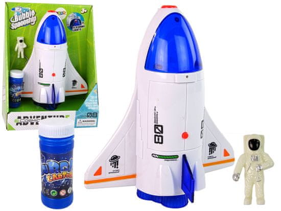 Lean-toys Stroj na mydlové bubliny Astronaut Rocket White