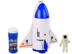 Lean-toys Stroj na mydlové bubliny Astronaut Rocket White