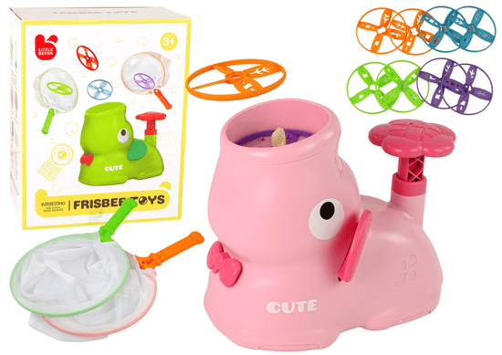 Lean-toys Arkádová hra Catch Frisbee Elephant Catapult Pink