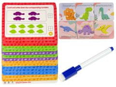 Lean-toys Vzdelávacia hračka Dinosaury Úlohy karty Počítanie Sorter 72 prvkov