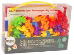 Lean-toys Vzdelávacia hračka Dinosaury Úlohy karty Počítanie Sorter 72 prvkov