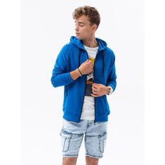 OMBRE Pánska mikina na zips CAIN modrá MDN16827 XL