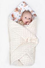 NEW BABY Obojstranná Zavinovačka z Minky 75x75 cm teddy sivá hviezdičky tyrkysové