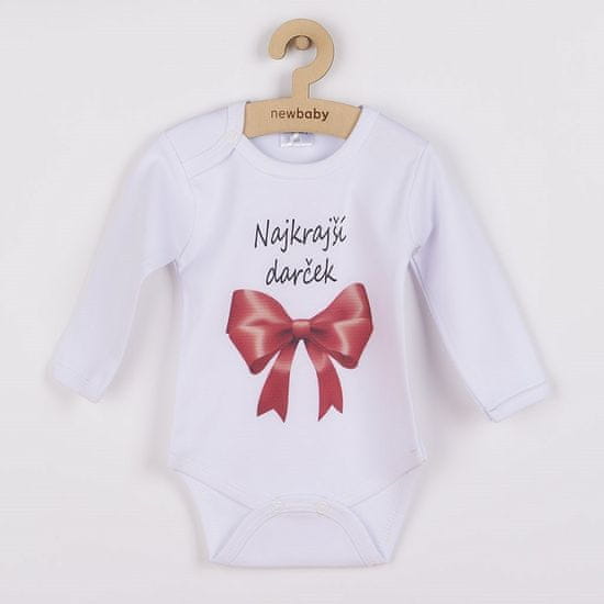 NEW BABY Body s potlačou Najkrajší darček, vel. 74 (6-9m)