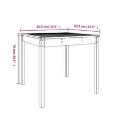 Vidaxl Záhradný stolík 82,5x82,5x76 cm borovicový masív