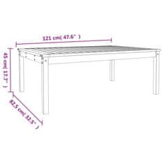 Petromila vidaXL Záhradný stolík biely 121x82,5x45 cm borovicový masív