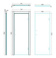 Sentiotec Dvere do sauny DS40 Clear 740x1960mm