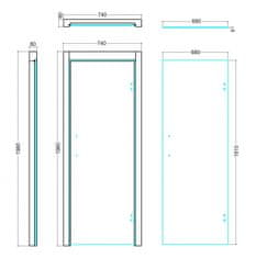 Sentiotec Dvere do sauny DS80 Clear 740x1960mm