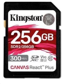 Kingston pamäťová karta 256GB Canvas React Plus SDXC UHS-II 300R/260W U3 V90 pre Full HD/4K/8K