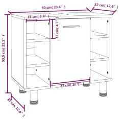 Vidaxl Kúpeľňová skrinka dymový dub 60x32x53,5 cm spracované drevo