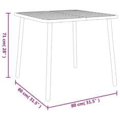 Petromila vidaXL Záhradný stôl antracitový 80x80x71 cm oceľ