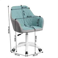 KONDELA Kancelárske kreslo, látka mentol / šedá / biela, SANTY