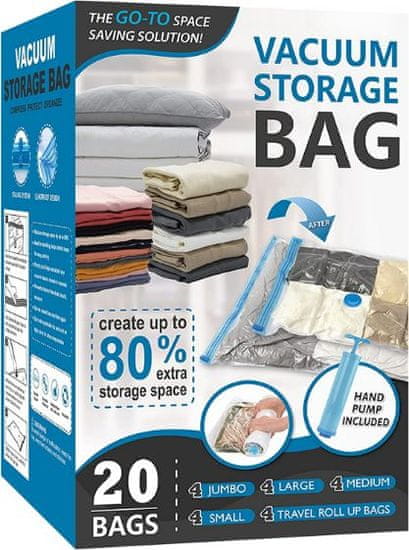 HOME & MARKER® Vákuové úložné vrecia s odsávaním na oblečenie 20 kusov | STORAGEBAG