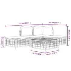 Petromila vidaXL 5-dielna záhradná sedacia sada s vankúšmi antracitová polyratan