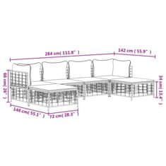 Petromila vidaXL 6-dielna záhradná sedacia sada s vankúšmi antracitová polyratan