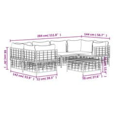 Petromila vidaXL 7-dielna záhradná sedacia sada s vankúšmi antracitová polyratan